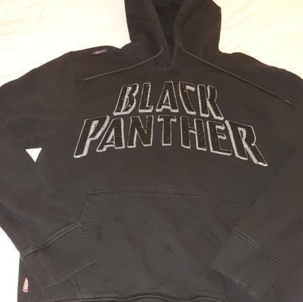 Rhinestones Black Panther Hoodie